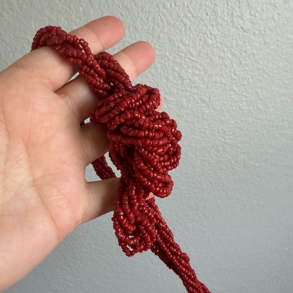 Red Twisted Rope Necklace - Picture 2 of 2